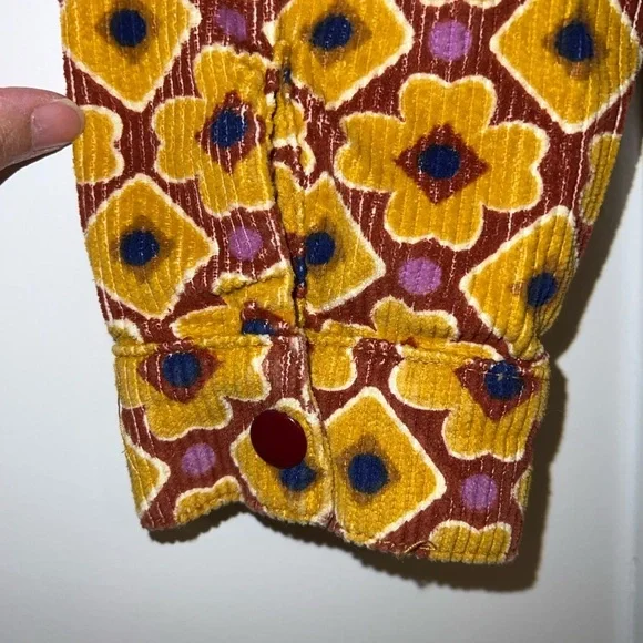 Urban Outfitters Neutral Floral Geometric Y2K Cropped Cotton Jacket Yellow M - Picture 7 of 8